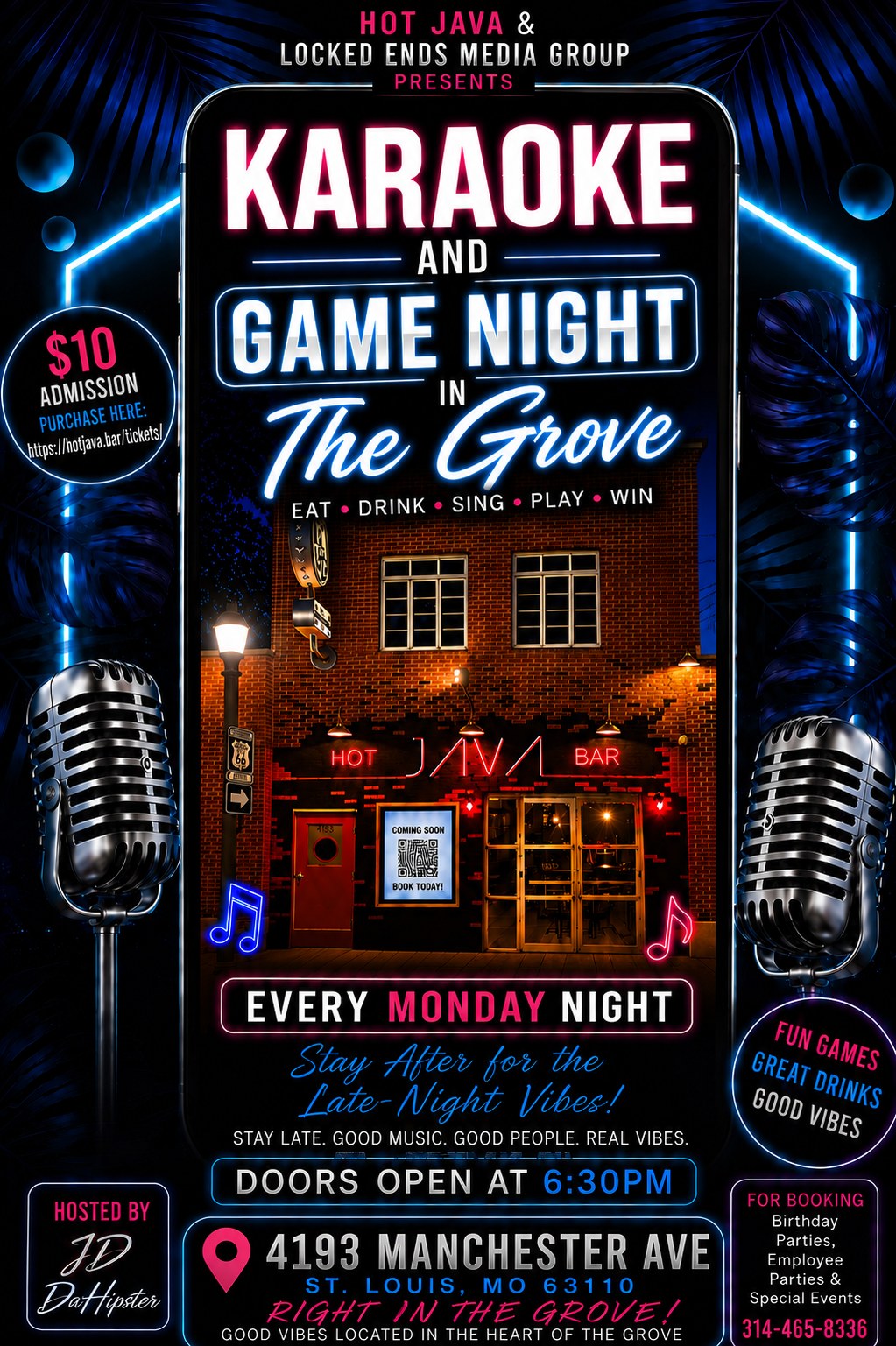 Karaoke & Game Night Hosted by JD DatHipster flyer