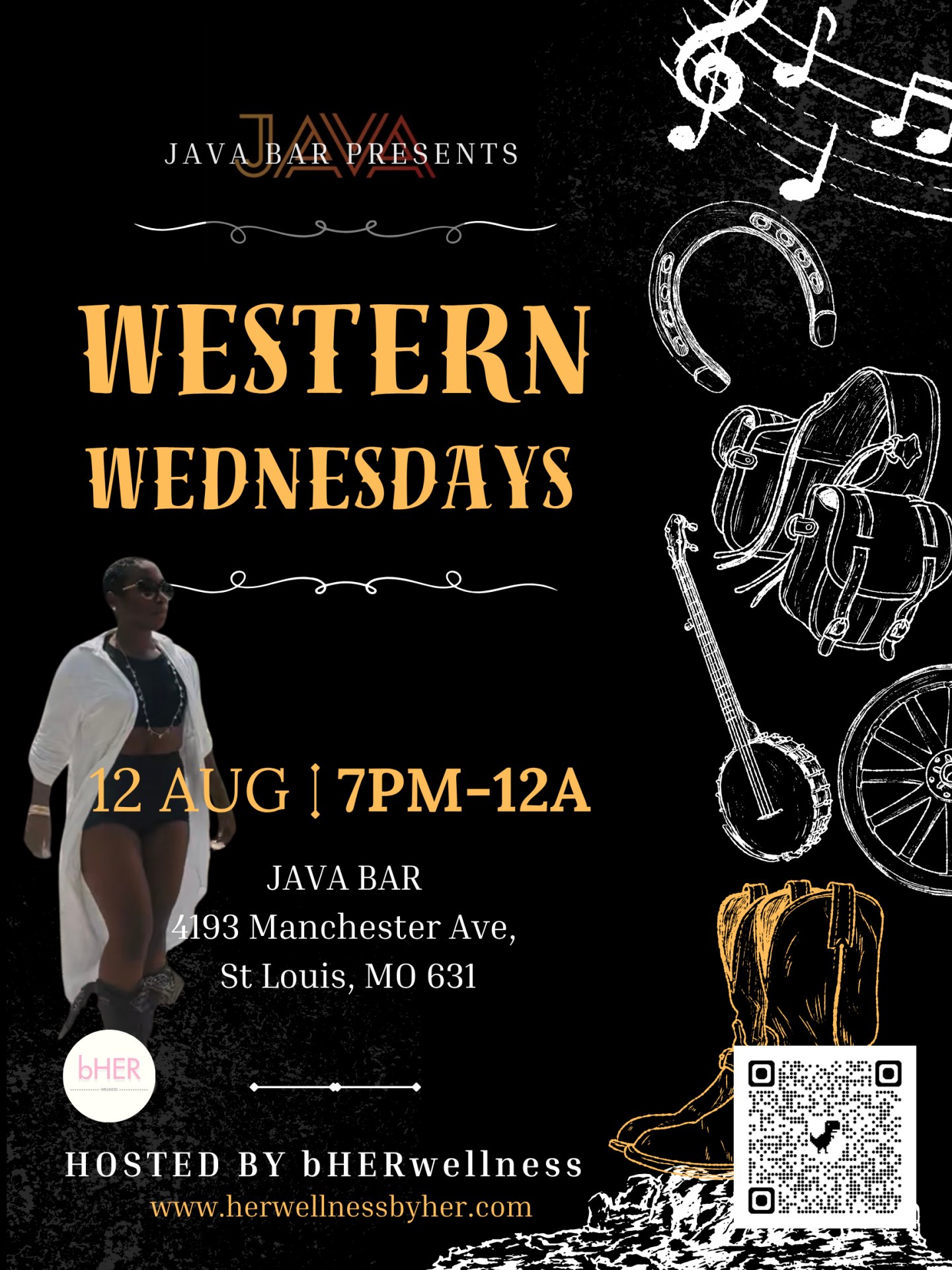 Western Wednesdays Hosted by bHER Wellness flyer