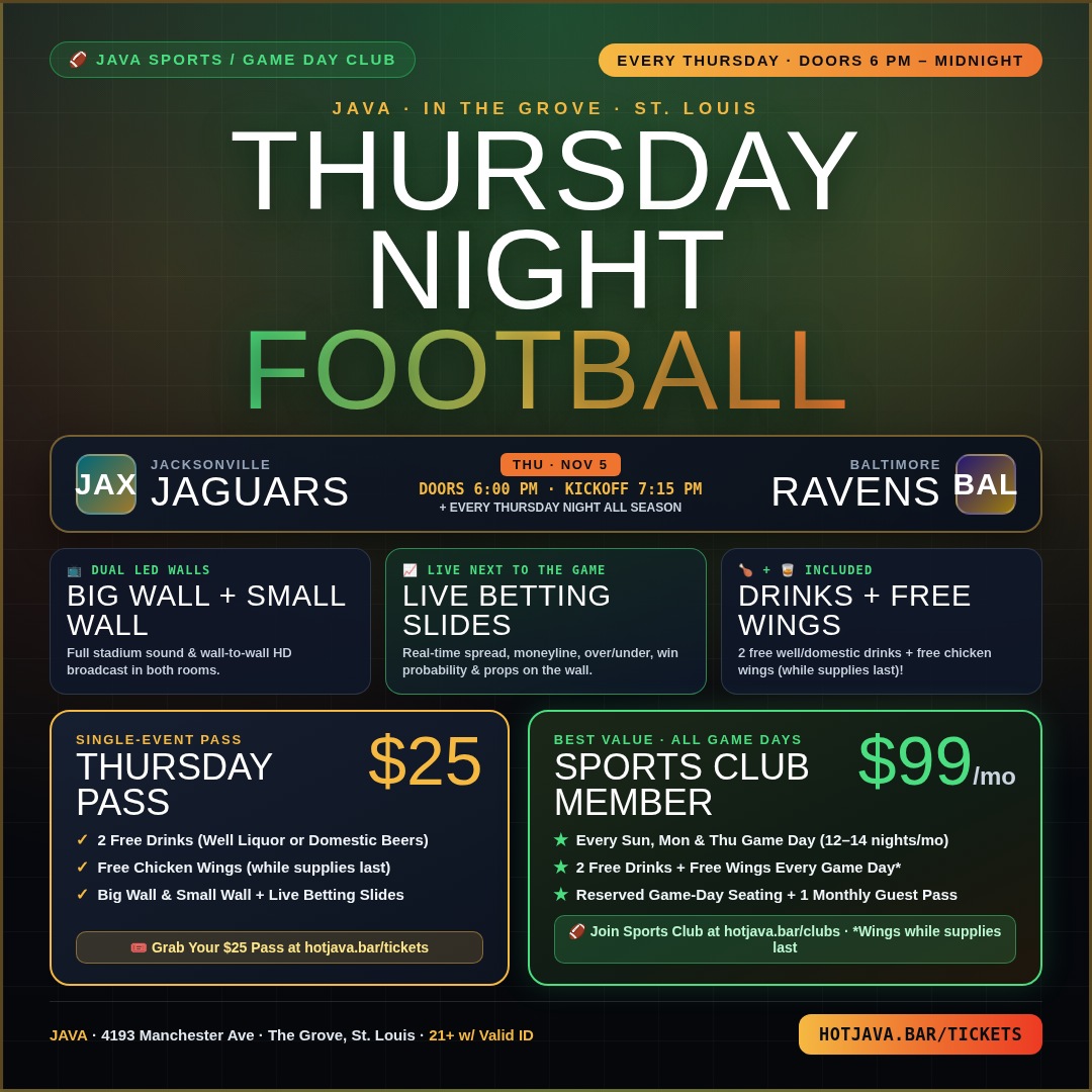 Thursday Night Football: Jaguars vs. Ravens flyer