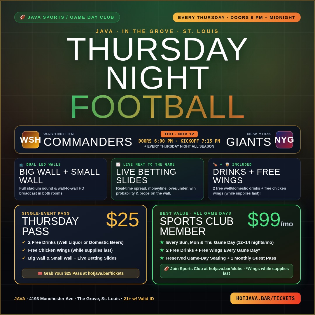 Thursday Night Football: Commanders vs. Giants flyer
