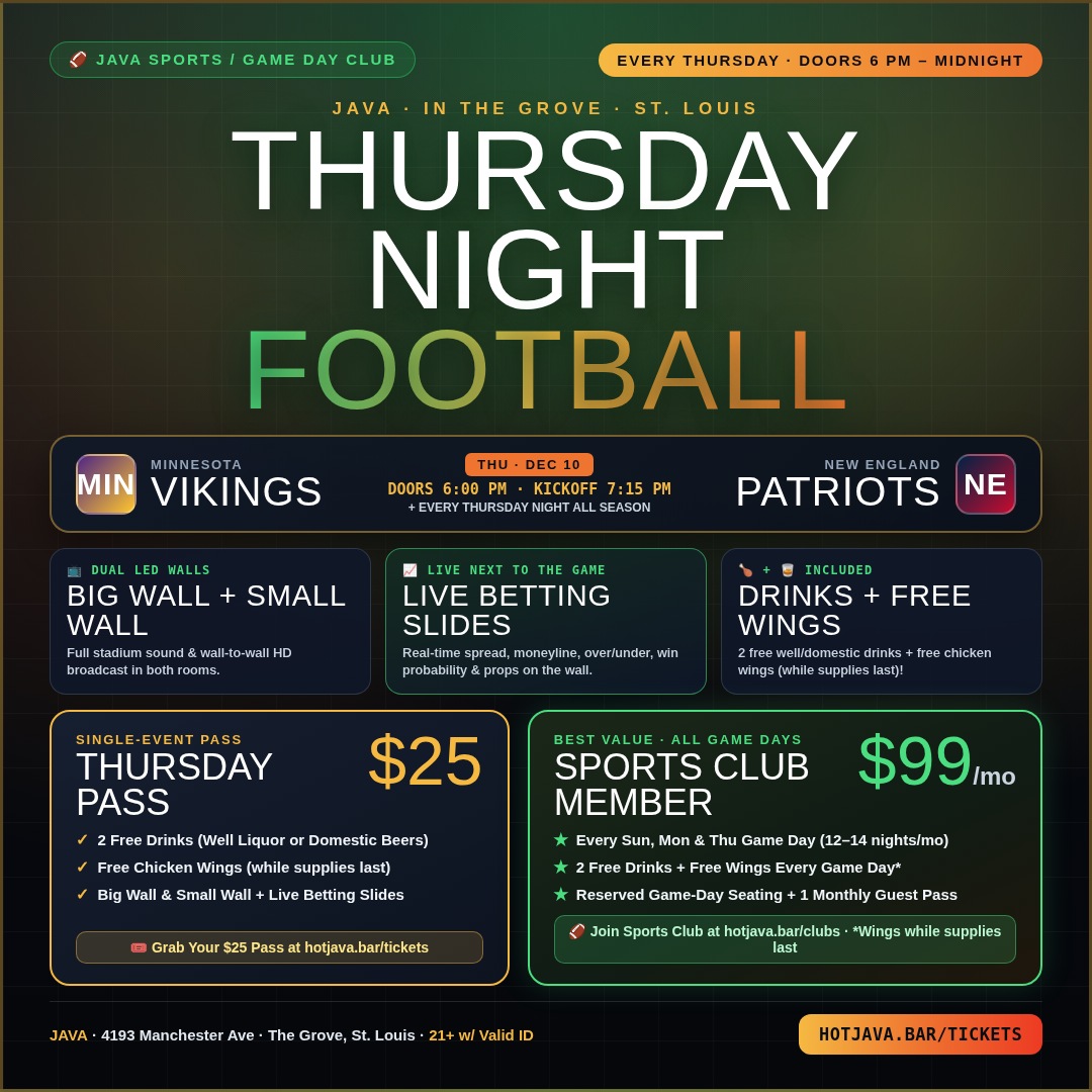 Thursday Night Football: Vikings vs. Patriots flyer